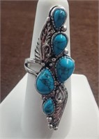 5-Stone Long Turquoise Ring