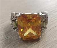 Faceted Amber Citrine Ring