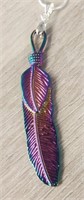 Tibetan Silver Rainbow Feather Necklace