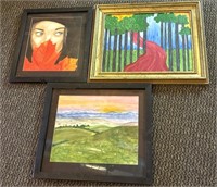 (3) Original Paintings 25.5” x 21.5” and Smaller