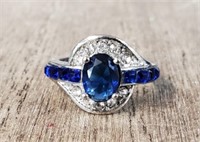 Blue Sapphire 9-Stone Ring