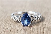 Oval Faceted Lt Blue Sapphire Ring