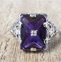 Amethyst Faceted Square Cut Ring