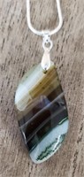 Natural Striped Fire Agate Gemstone Necklace