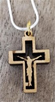 Olive Wood Cross Necklace Made in Jerusalem
