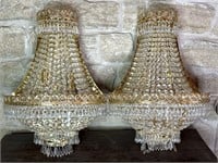 Pair of Crystal Chandelier Wall Sconces with 20”