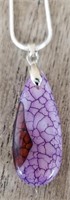 Purple Dragon Veins Agate Gemstone Necklace