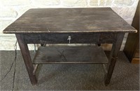 Vintage Wood Desk 42” x 28” x 30” (crack in wood