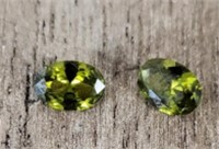 Olive Green Faceted Sapphire Oval Cut Gemstones