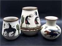 (3) Mexico and More Pottery Vases 6.5” and
