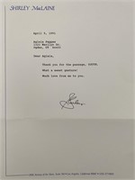 Shirley MacLaine signed letter