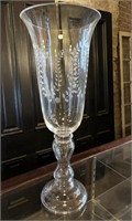 MASSIVE Etched Glass Footed Vase 26” Tall