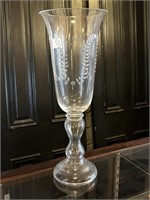MASSIVE Etched Glass Footed Vase 26” Tall