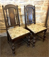 (2) Dining Chairs, Straight Back, Upholstered