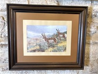 Remington Pronghorn Print, Framed and Matted