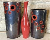 (3) Vases 
(One on the left has a large chip,