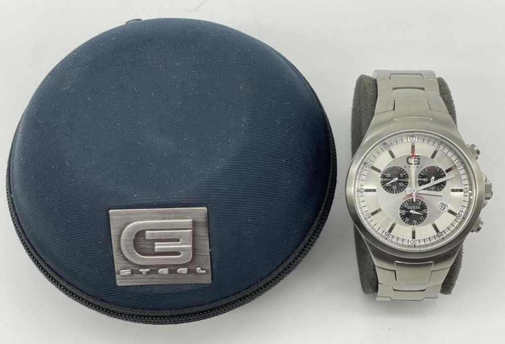Men’s Guess G Steel Chronograph Watch w/ Case