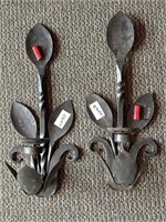Pair of Metal Sconce Candle Holders 25”