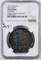 1921  High Relief  Peace Dollar  NGC AU-details