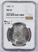 1882  Morgan Dollar   NGC MS-62