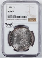 1884  Morgan Dollar   NGC MS-63