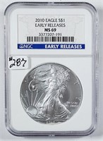 2010  $1 Silver Eagle   NGC MS69  early release