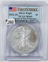 2012-(S)  $1 Silver Eagle   PCGS MS-69  1st Strike