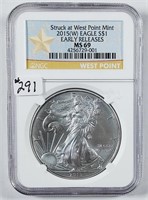 2015-(W)  $1 Silver Eagle  NGC MS-69 early release