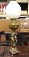 Three Graces Figural Electrified Oil Lamp.