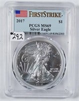 2017  $1 Silver Eagle   PCGS MS-69  1st Strike