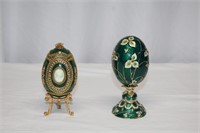 FABERGE MUSICAL EGG WITH NECKLACE & FLORAL BASKET