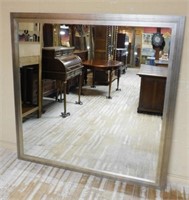 Large Silver Painted Frame Mirror.
