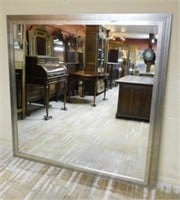 Large Silver Painted Framed Mirror.