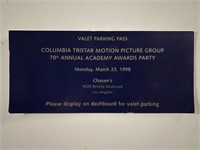Original 1998 Valet Parking Pass to 70th Annual Ac
