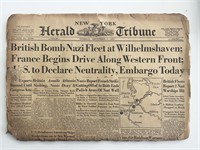 WWII 1939 New York Herald Tribune newspaper