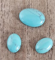 Set of 3 Turquoise Gemstones Cabochon