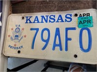 Kansas license plate us veteran