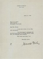 James A. Farley signed letter
