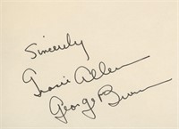 George Burns and Gracie Allen signature cut