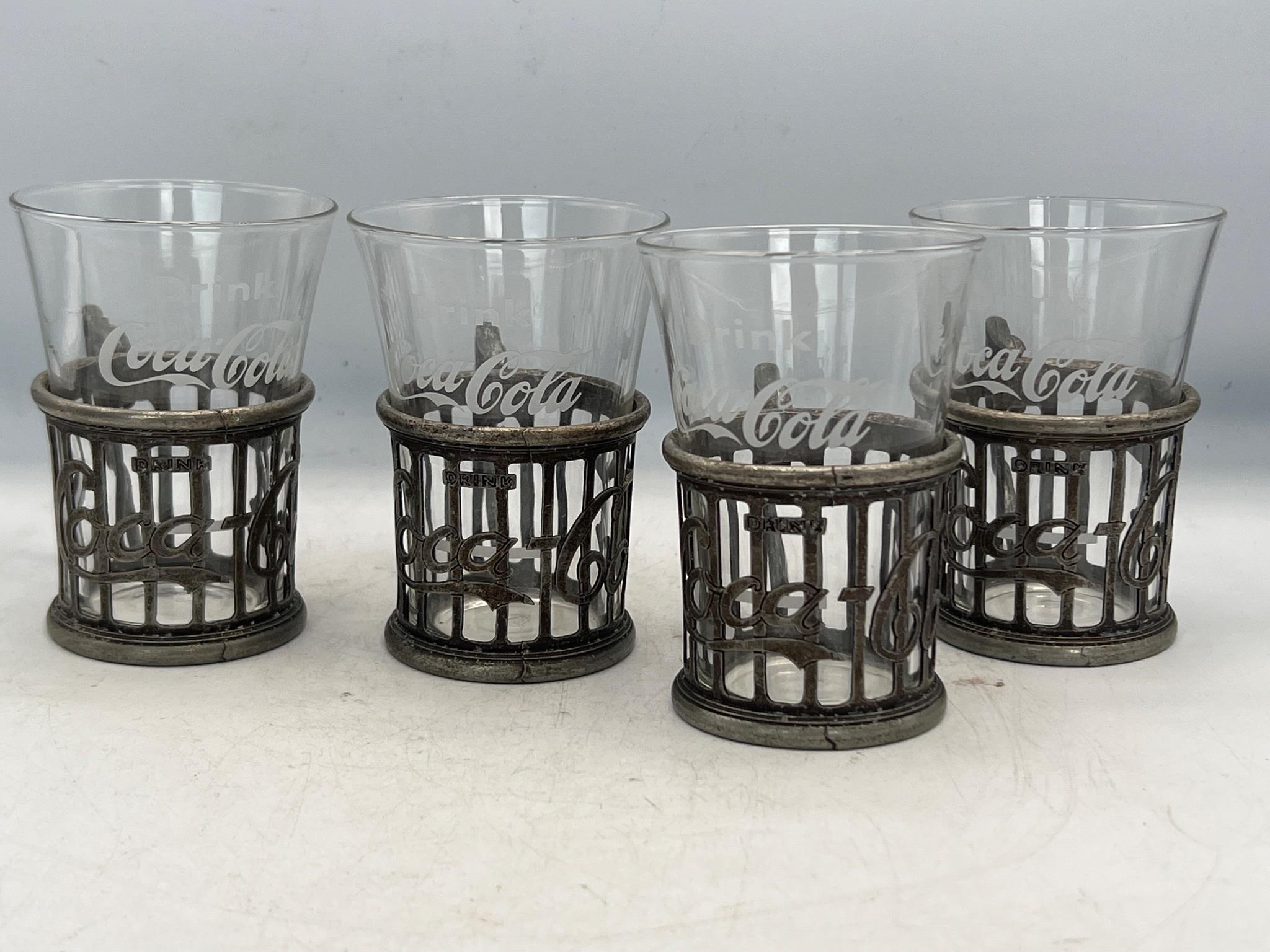 1940s Coca Cola Fountain Glass Caged Metal Holder