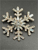 Beautiful rhinestone snowflake brooch