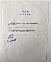Carol Alt signed letter
