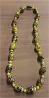 Vintage Yellow Murdno Glass Bead Necklace
