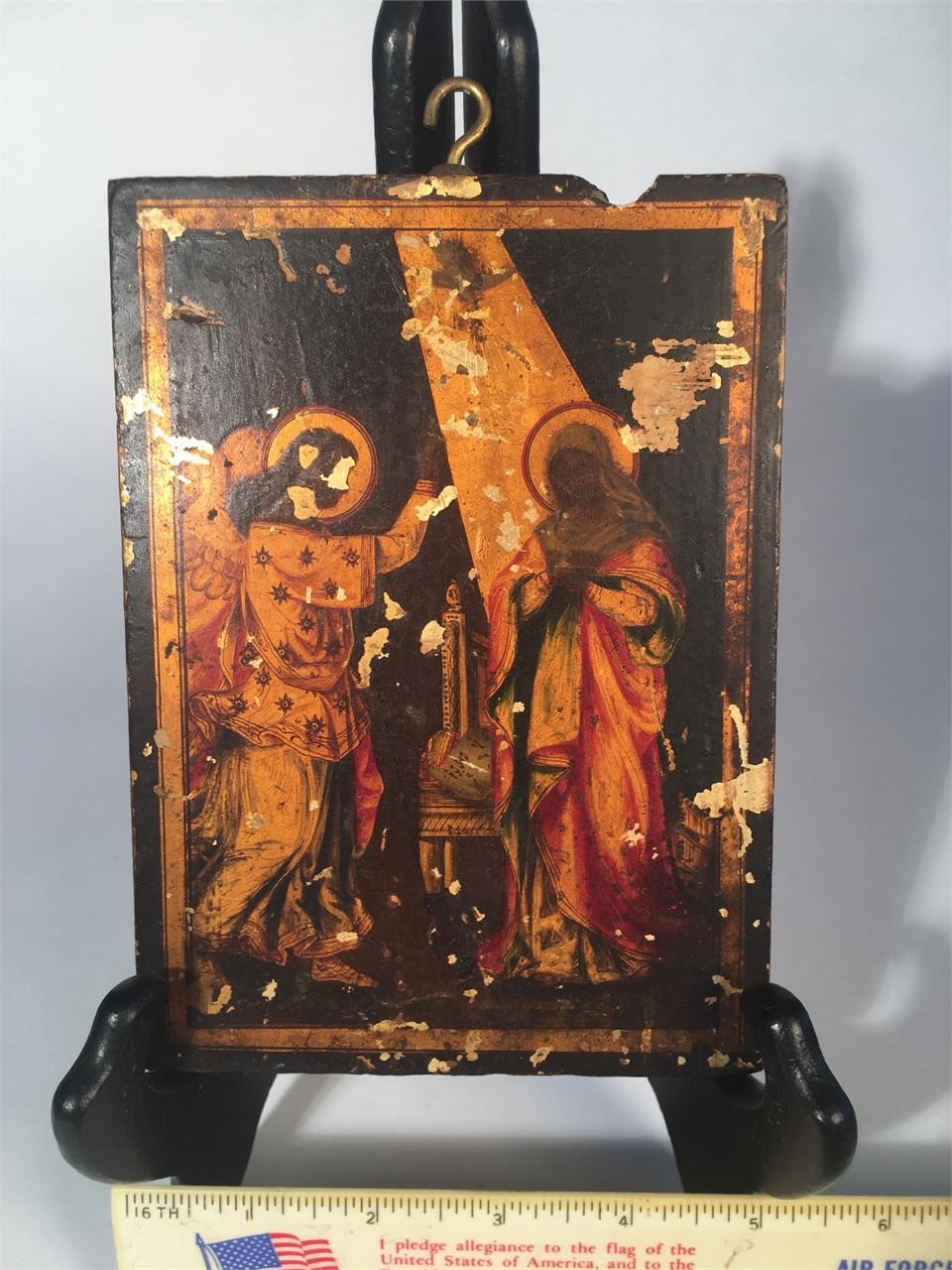 Fantastic Late 1700s Gilt Icon Painting On Wood
