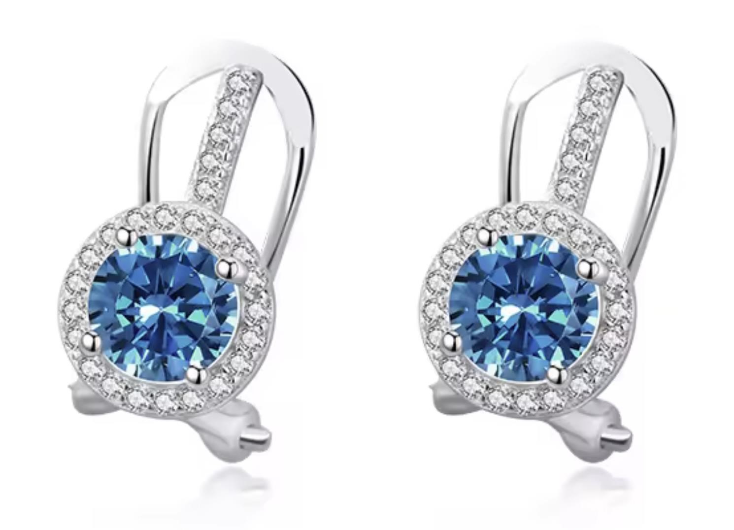 925S0.8ct Natural Swiss Blue Topaz Earrings