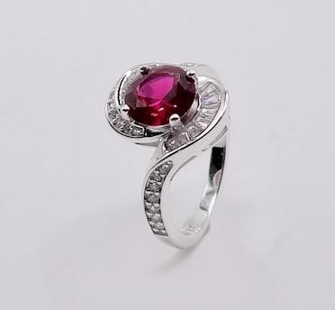 Sterling Silver 2.0ct Lab-Grown Ruby Ring