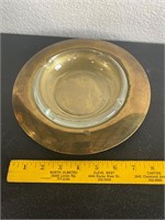 Vintage Brass and Glass Ashtray