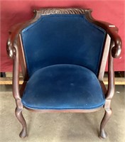 Antique Velveteen Upholstered Black Walnut Chair