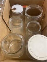Box lot containing Several Coffee Jars