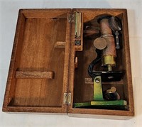 Rare Antique Microscope Circa 1860 In Original Box
